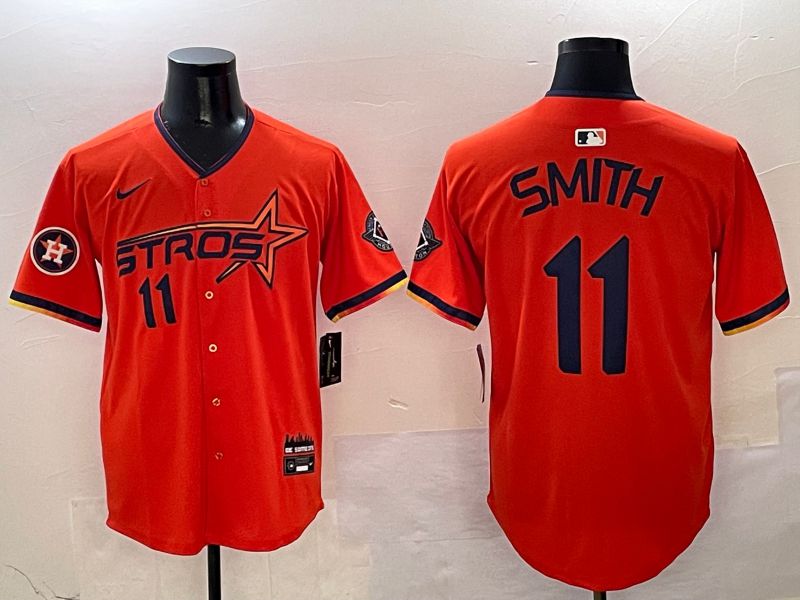 Men Houston Astros #11 Smith Orange three generations Joint Name Nike 2025 MLB Jersey style 3